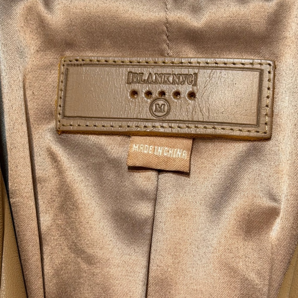 Blank NYC Faux Leather Double Breasted Blazer Tan Women’s M - Picture 3 of 10